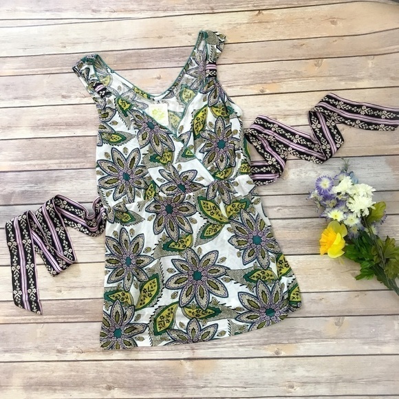 Anthropologie C. Keer Floral Top Sleeveless Small - Picture 1 of 8